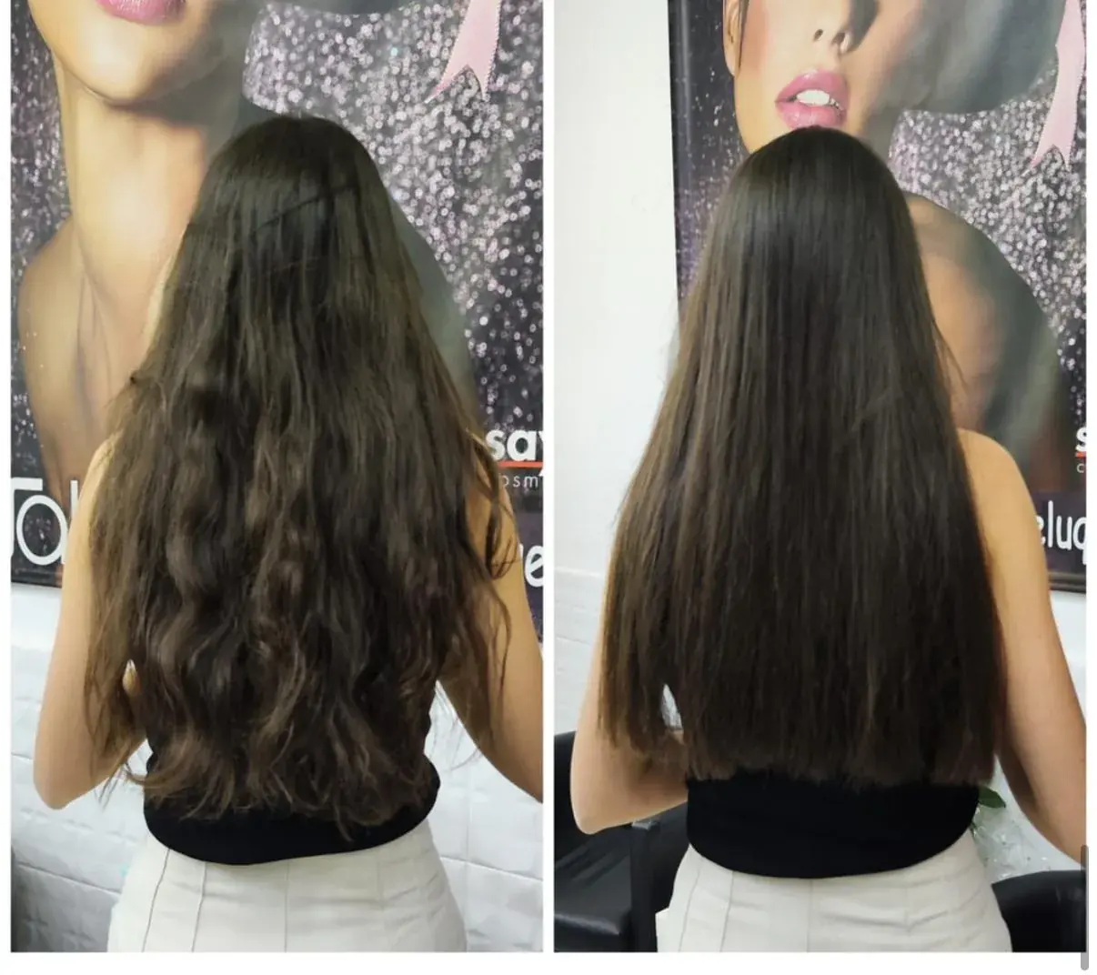 Antes y después de un corte y alisado realizado en Zache